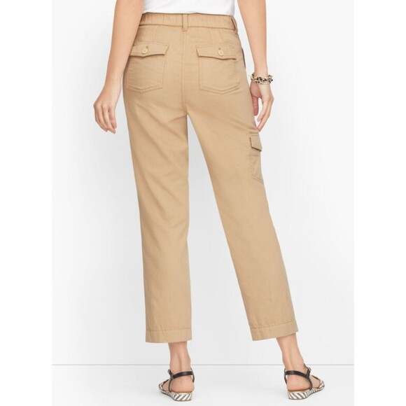 Talbots Super Soft Cargo Pants  Cropped High Rise Relaxed Fit Linen Nwot - Picture 3 of 11